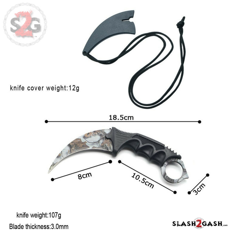 CSGO Karambit Counter Strike Tactical Claw Neck Knife - Winter Camo Knife-Fixed - Tophatter Daily Deals