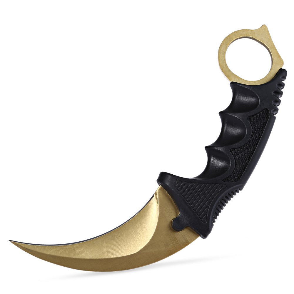 CSGO Karambit Counter Strike Tactical Claw Neck Knife w/ Sheath - Gold Knife-Fixed - Tophatter Daily Deals