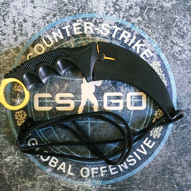 CSGO Karambit Counter Strike Tactical Claw Neck Knife w/ Sheath - Gold Knife-Fixed - Tophatter Daily Deals