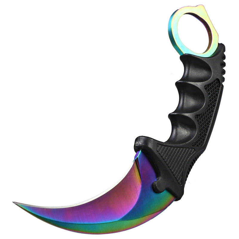 CSGO Karambit Counter Strike Tactical Claw Neck Knife - Titanium Rainbow Knife-Fixed - Tophatter Daily Deals