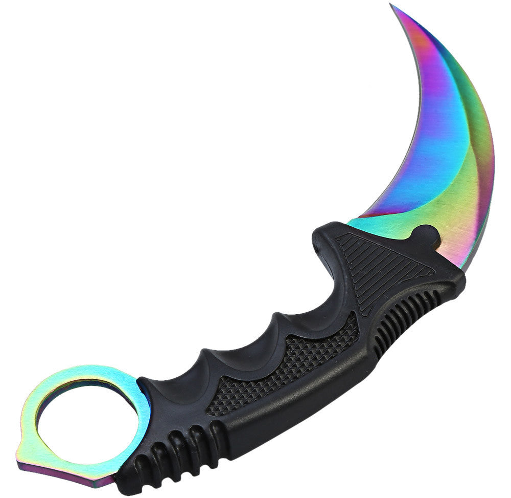 CSGO Karambit Counter Strike Tactical Claw Neck Knife - Titanium Rainbow Knife-Fixed - Tophatter Daily Deals