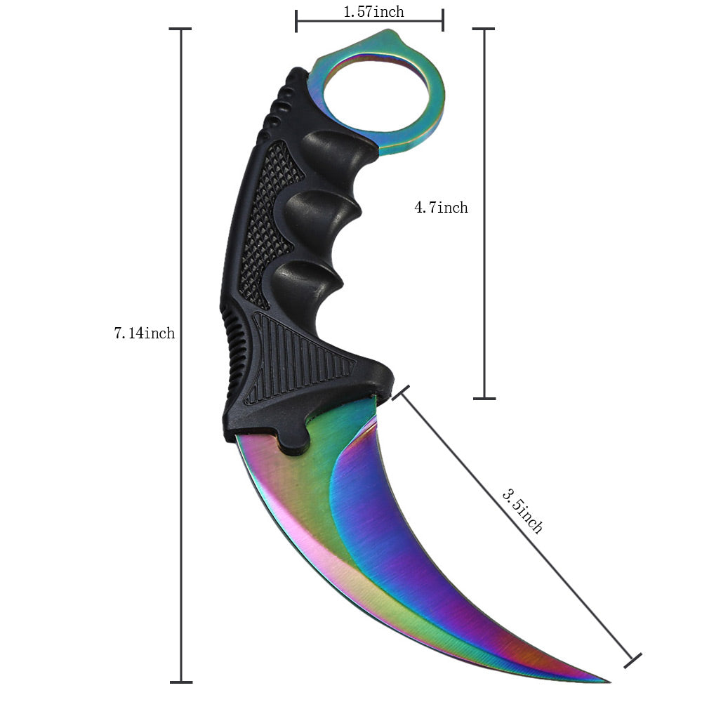CSGO Karambit Counter Strike Tactical Claw Neck Knife - Titanium Rainbow Knife-Fixed - Tophatter Daily Deals