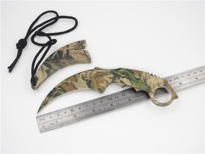 CSGO Karambit Counter Strike Tactical Claw Neck Knife - Woodland Camo Knife-Fixed - Tophatter Daily Deals