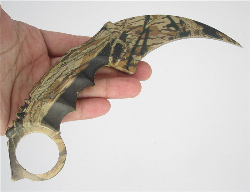 CSGO Karambit Counter Strike Tactical Claw Neck Knife - Woodland Camo Knife-Fixed - Tophatter Daily Deals