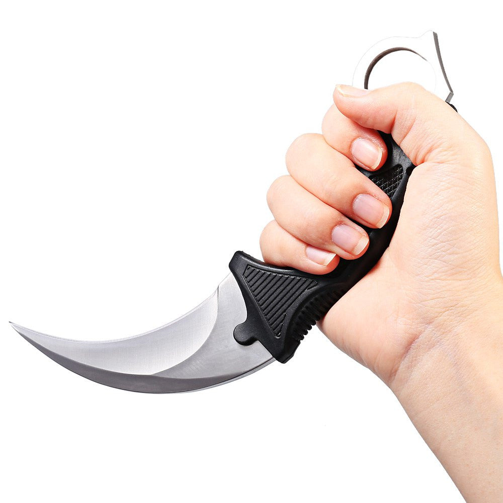CSGO Karambit Counter Strike Tactical Claw Neck Knife w/ Sheath - Silver Knife-Fixed - Tophatter Daily Deals