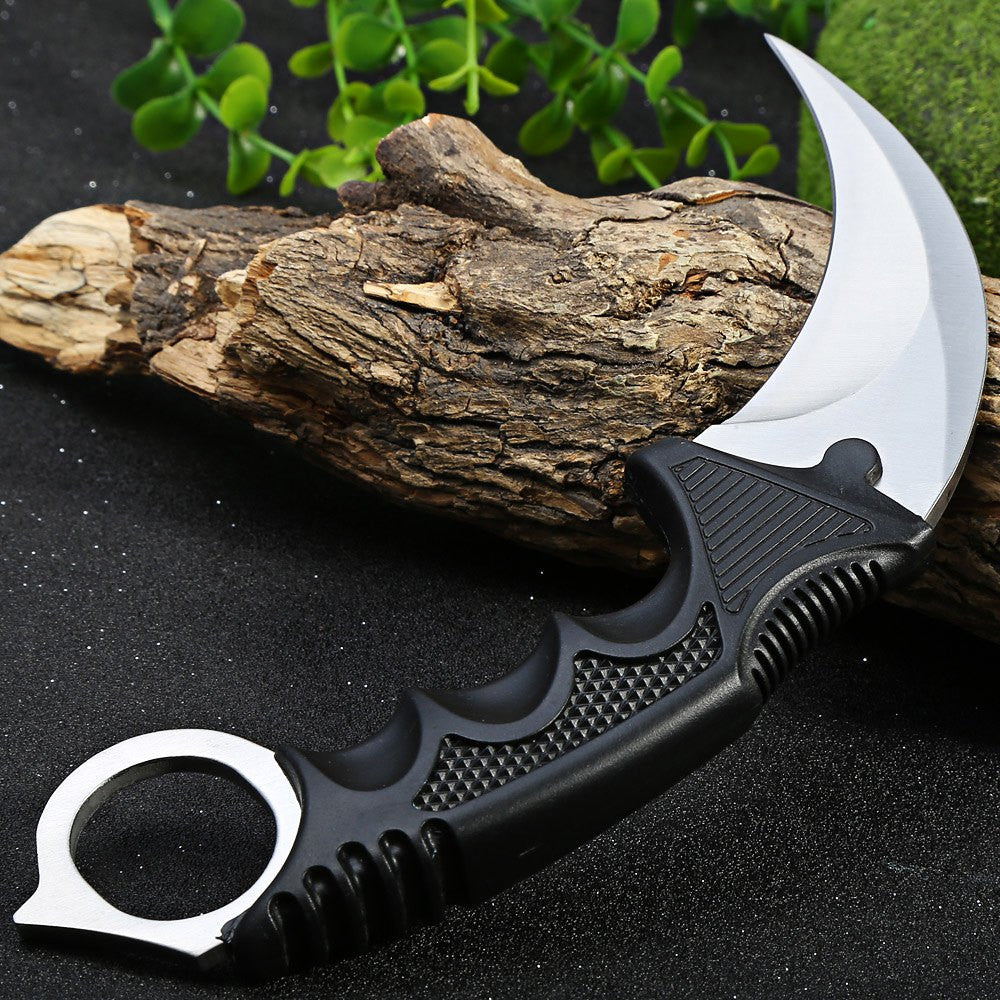 CSGO Karambit Counter Strike Tactical Claw Neck Knife w/ Sheath - Silver Knife-Fixed - Tophatter Daily Deals
