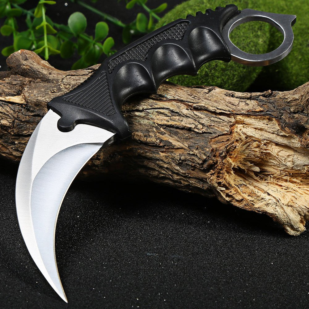 CSGO Karambit Counter Strike Tactical Claw Neck Knife w/ Sheath - Silver Knife-Fixed - Tophatter Daily Deals