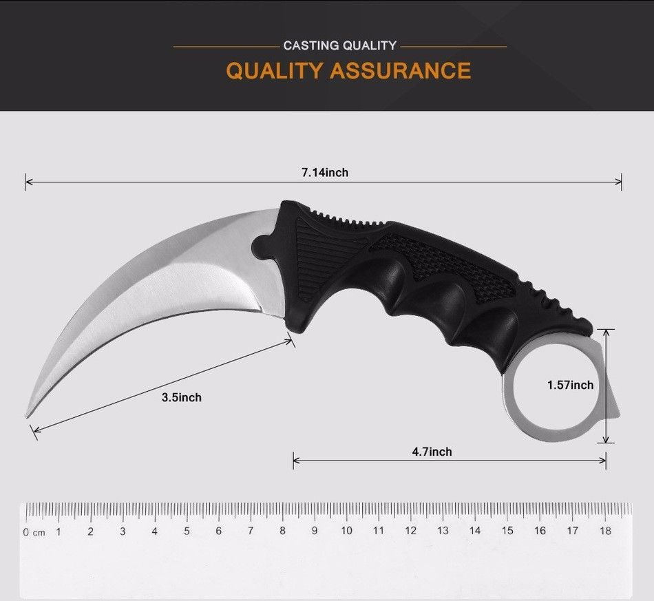 CSGO Karambit Counter Strike Tactical Claw Neck Knife w/ Sheath - Silver Knife-Fixed - Tophatter Daily Deals