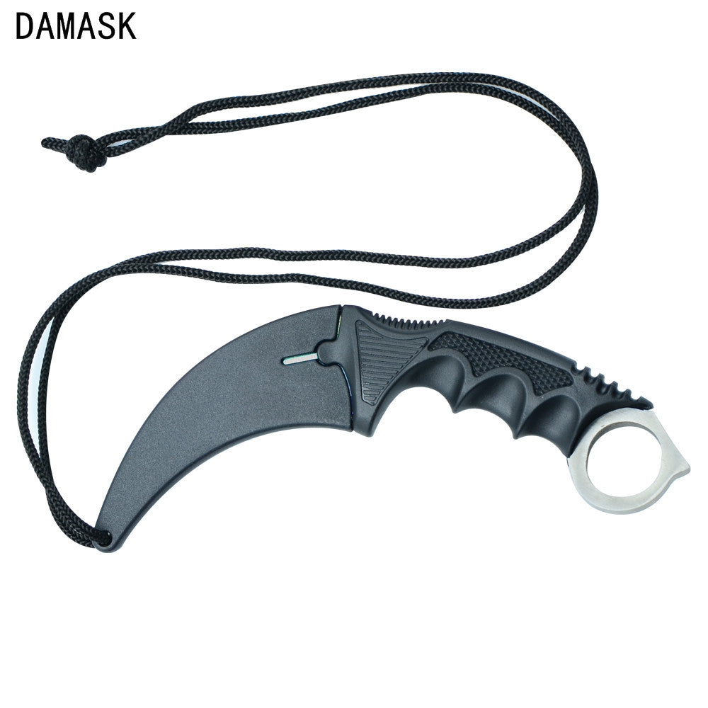 CSGO Karambit Counter Strike Tactical Claw Neck Knife w/ Sheath - Silver Knife-Fixed - Tophatter Daily Deals
