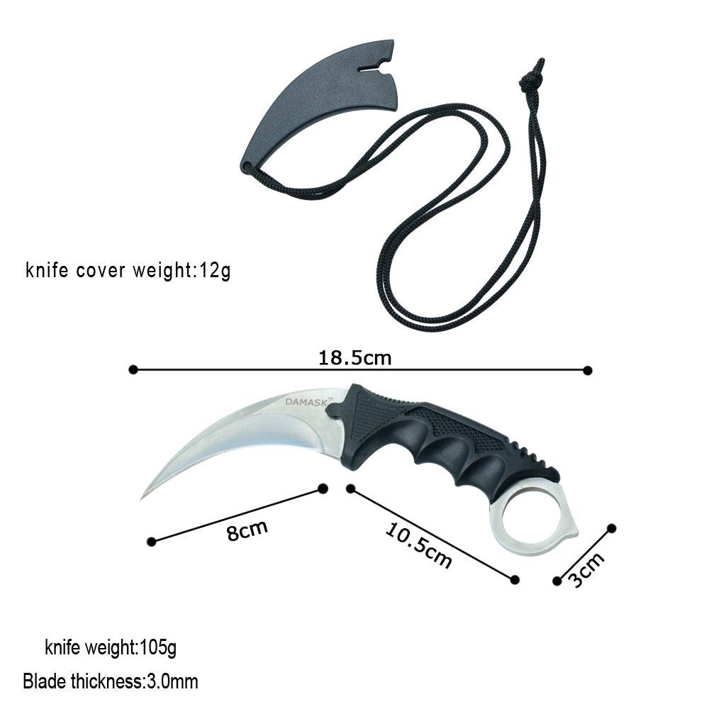 CSGO Karambit Counter Strike Tactical Claw Neck Knife w/ Sheath - Silver Knife-Fixed - Tophatter Daily Deals