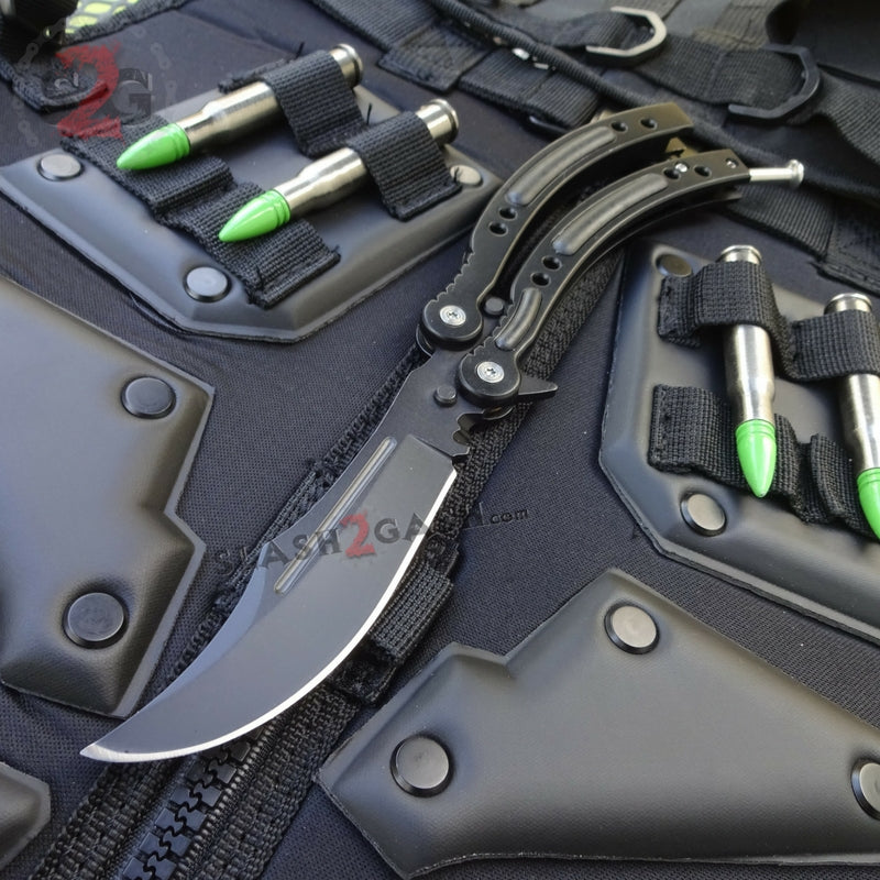 CSGO Black Night Butterfly Knife SHARP 440C Tactical Balisong Knife-Balisong - Tophatter Daily Deals