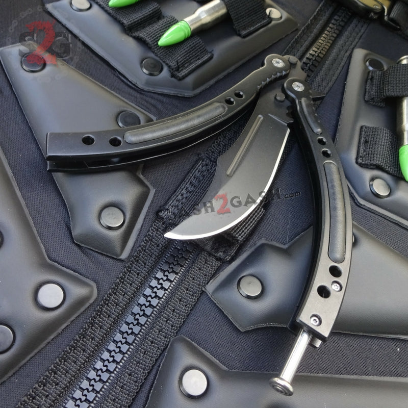CSGO Black Night Butterfly Knife SHARP 440C Tactical Balisong Knife-Balisong - Tophatter Daily Deals