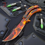 CSGO Blaze Flames Butterfly Knife SHARP 440C Counter Strike Knife-Balisong - Tophatter Daily Deals