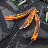 CSGO Blaze Flames Butterfly Knife TRAINER Dull PRACTICE Balisong Sharp Edge Knife-Balisong - Tophatter Daily Deals