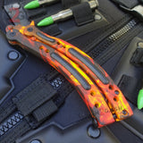 CSGO Blaze Flames Butterfly Knife TRAINER Dull PRACTICE Balisong Knife-Balisong - Tophatter Daily Deals