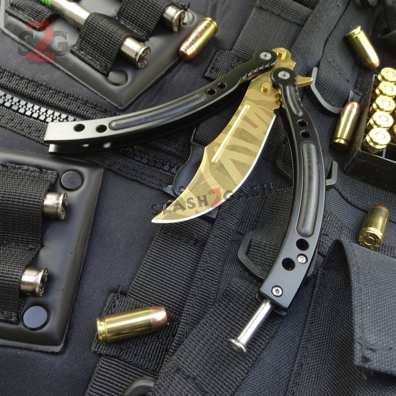 22 colors CSGO Butterfly Knife SHARP 440C Counter Strike Balisong Knife-Balisong - Tophatter Daily Deals