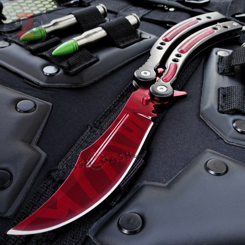 CSGO Slaughter Butterfly Knife SHARP 440C Counter Strike Tactical Balisong Knife-Balisong - Tophatter Daily Deals