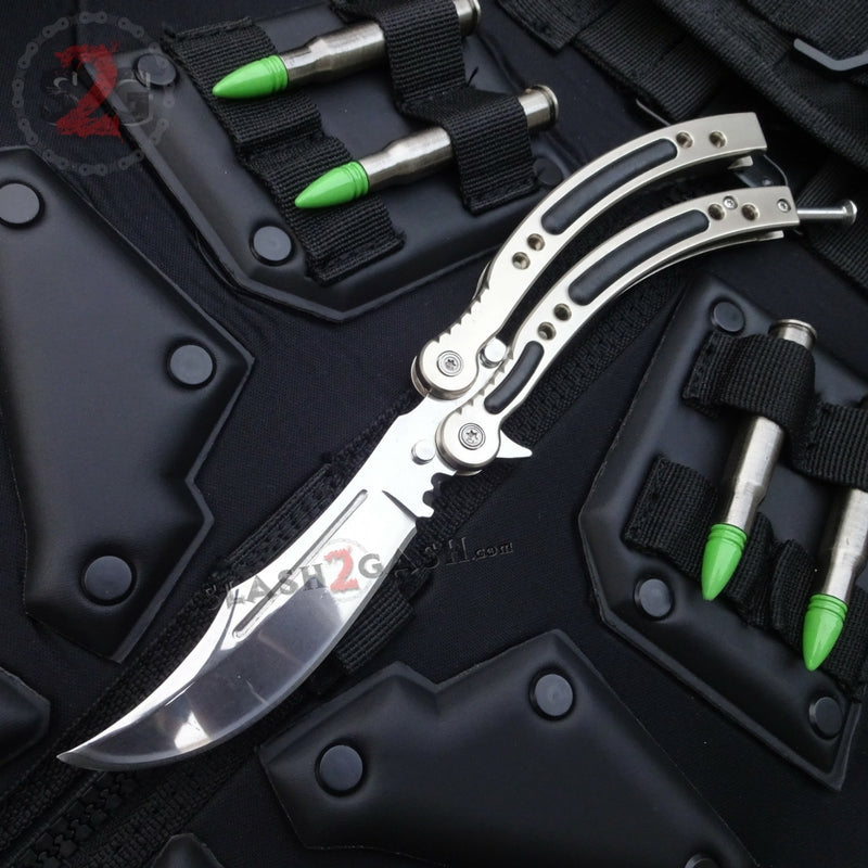 22 colors CSGO Butterfly Knife SHARP 440C Counter Strike Balisong Silver Chrome Knife-Balisong - Tophatter Daily Deals