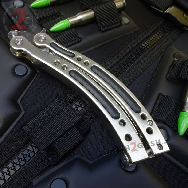 22 colors CSGO Butterfly Knife TRAINER Dull Spring Latch PRACTICE Balisong Silver Chrome Knife-Balisong - Tophatter Daily Deals