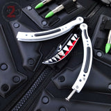 CSGO Spit Fire Butterfly Knife SHARP 440C Counter Strike Shark Balisong Sharp Edge - White Knife-Balisong - Tophatter Daily Deals