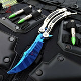 CSGO Blue Slaughter Butterfly Knife TRAINER Dull PRACTICE Balisong SL Knife-Balisong - Tophatter Daily Deals