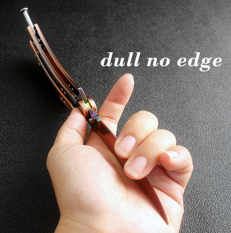 CSGO Rainbow Butterfly Knife TRAINER Bronze Dull PRACTICE Balisong Holes Knife-Balisong - Tophatter Daily Deals