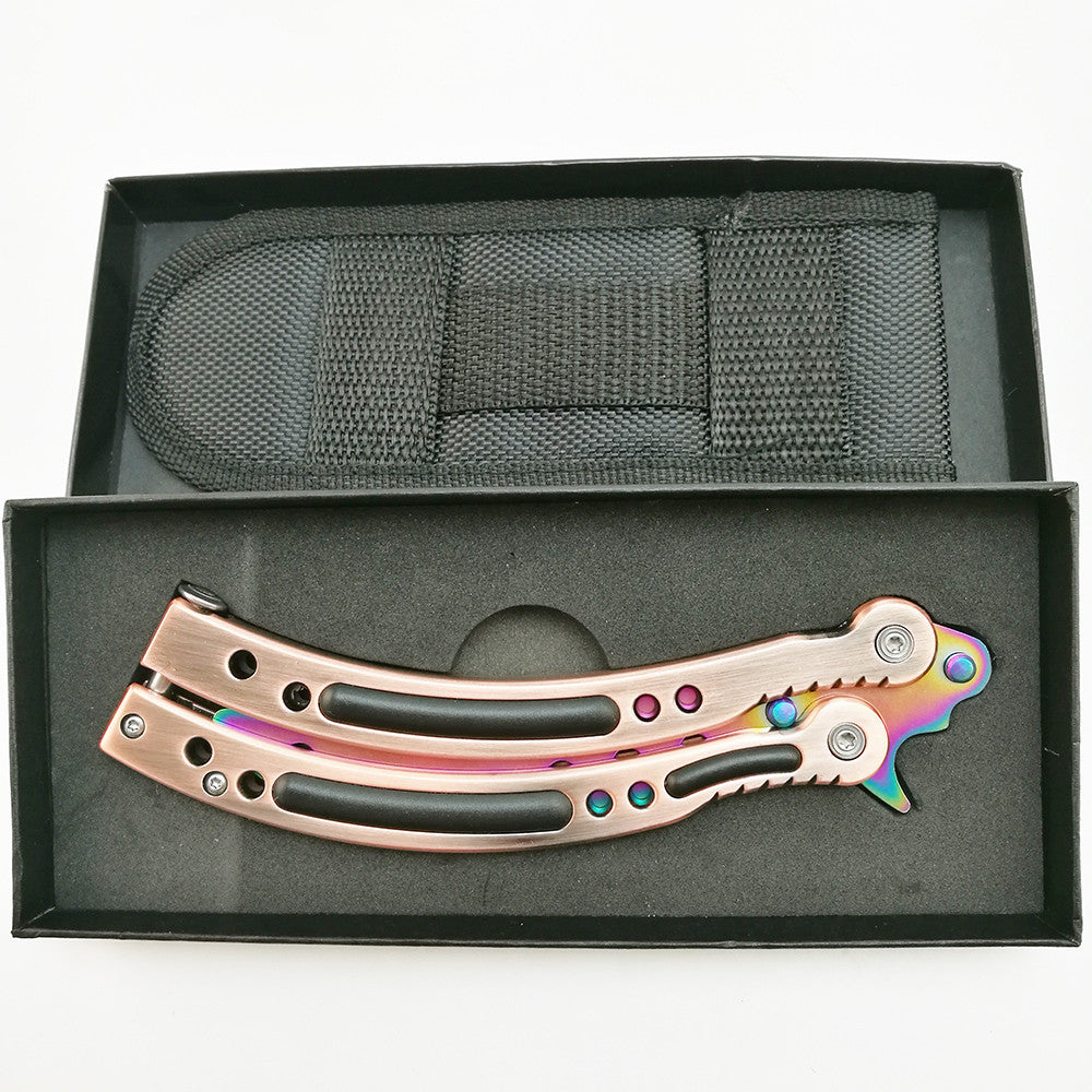 CSGO Rainbow Butterfly Knife SHARP 440C Counter Strike Balisong - Bronze Knife-Balisong - Tophatter Daily Deals