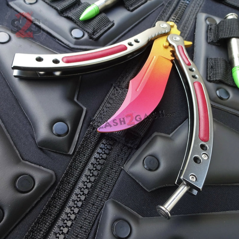 CSGO Fade Butterfly Knife TRAINER Dull Spring Latch PRACTICE Balisong ...