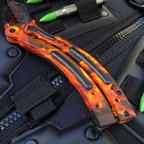 CSGO Blaze Flames Butterfly Knife TRAINER Dull PRACTICE Balisong Knife-Balisong - Tophatter Daily Deals