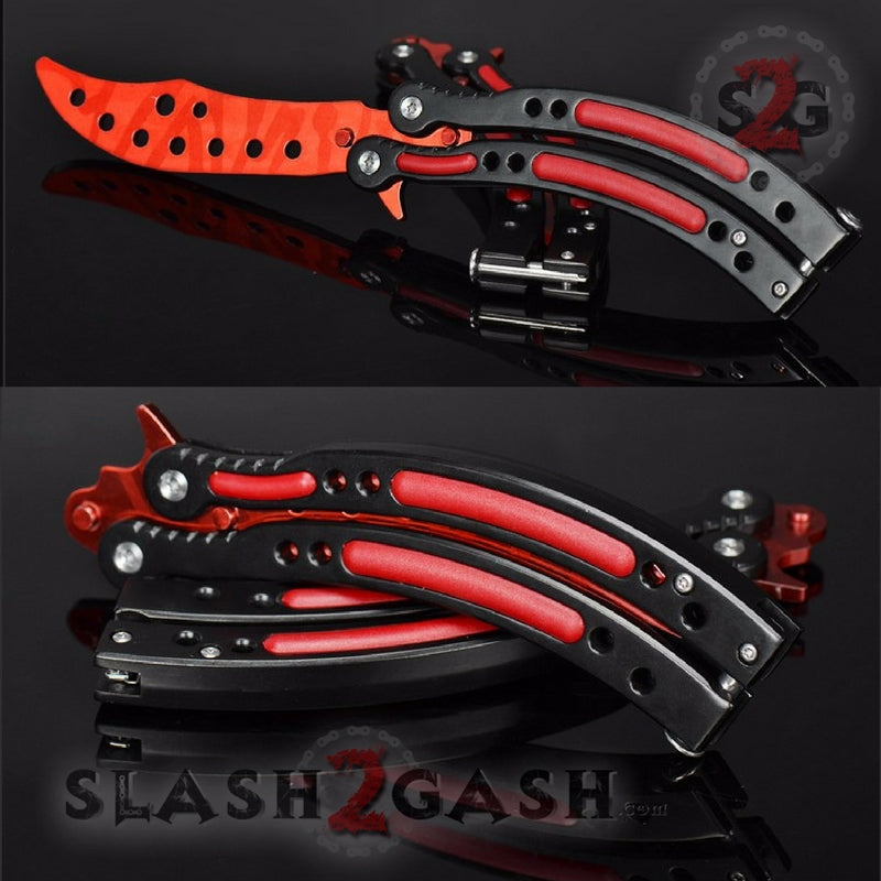 CSGO Red Slaughter Butterfly Knife TRAINER Dull PRACTICE Balisong Knife-Balisong - Tophatter Daily Deals