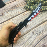 CSGO Spit Fire Butterfly Knife SHARP 440C Counter Strike Shark Balisong Trainer Dull - Black (ready to sharpen) Knife-Balisong - Tophatter Daily Deals