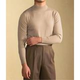 Soft Classic Men's Turtleneck Sweater - Fitted, Wool, Work Beige - Tophatter Daily Deals