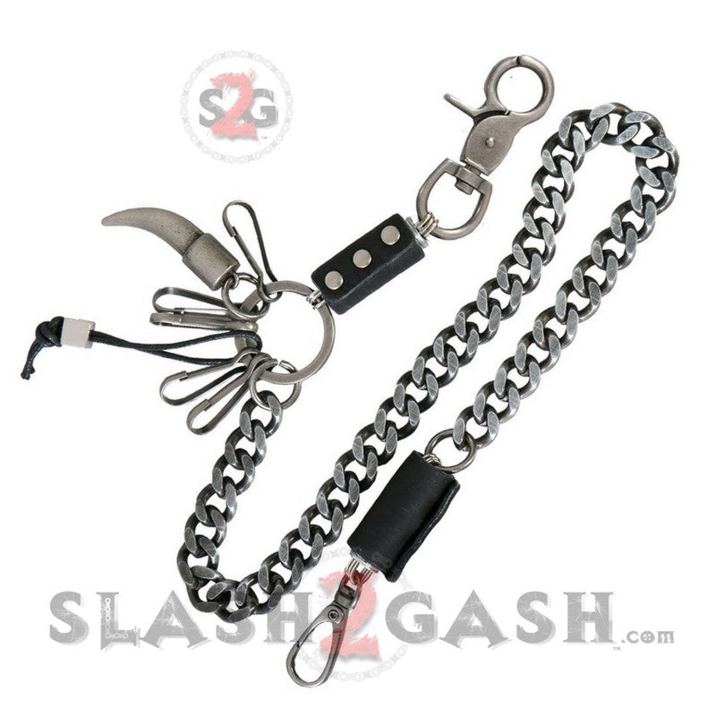 Hot Leathers Gunmetal Tooth Wallet Chain w/ clips 18