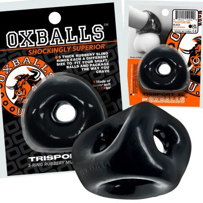 OXBALLS TRI-SPORT XL Thicker 3-Ring Cocksling Black – Enhanced Comfort and Superior Support > Cock Ring > Sling - Tophatter Daily Deals