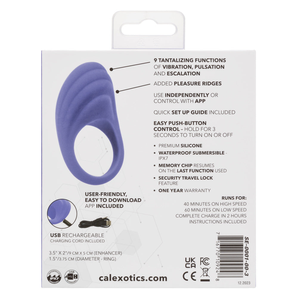 CalExotics Connect Couples Ring Blue Silicone App Controlled Waterproof Size Medium > Sex Toys > Remote Control Toys - Tophatter Daily Deals