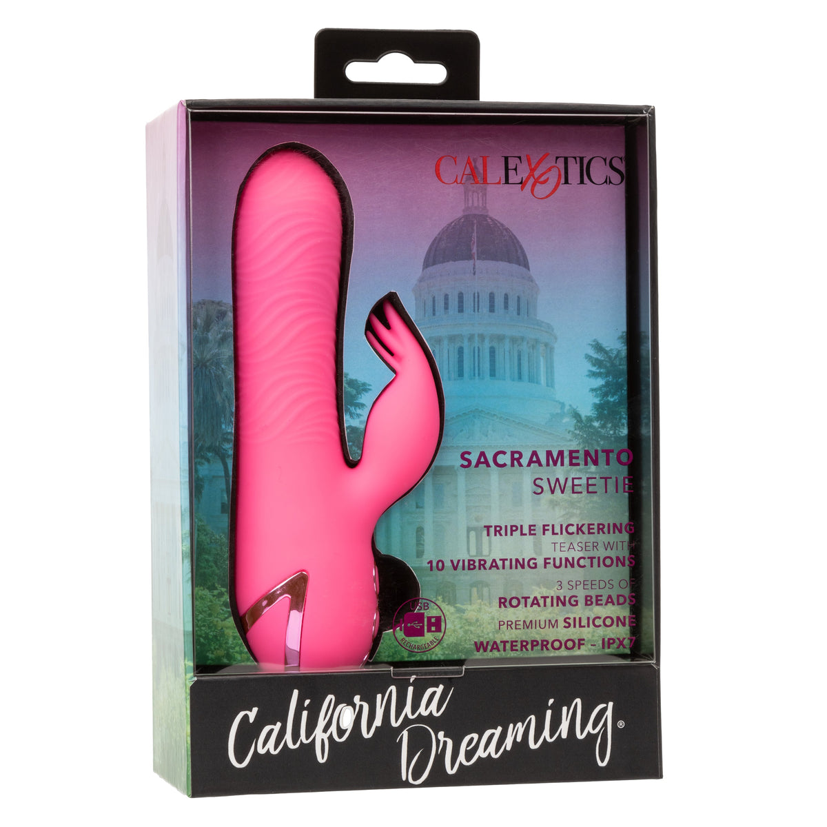 California Dreaming Sacramento Sweetie Pink Dual Stimulator with Rotating Beads and 10 Vibration Modes > Vibrators > Ladies > Rabbit - Tophatter Daily Deals