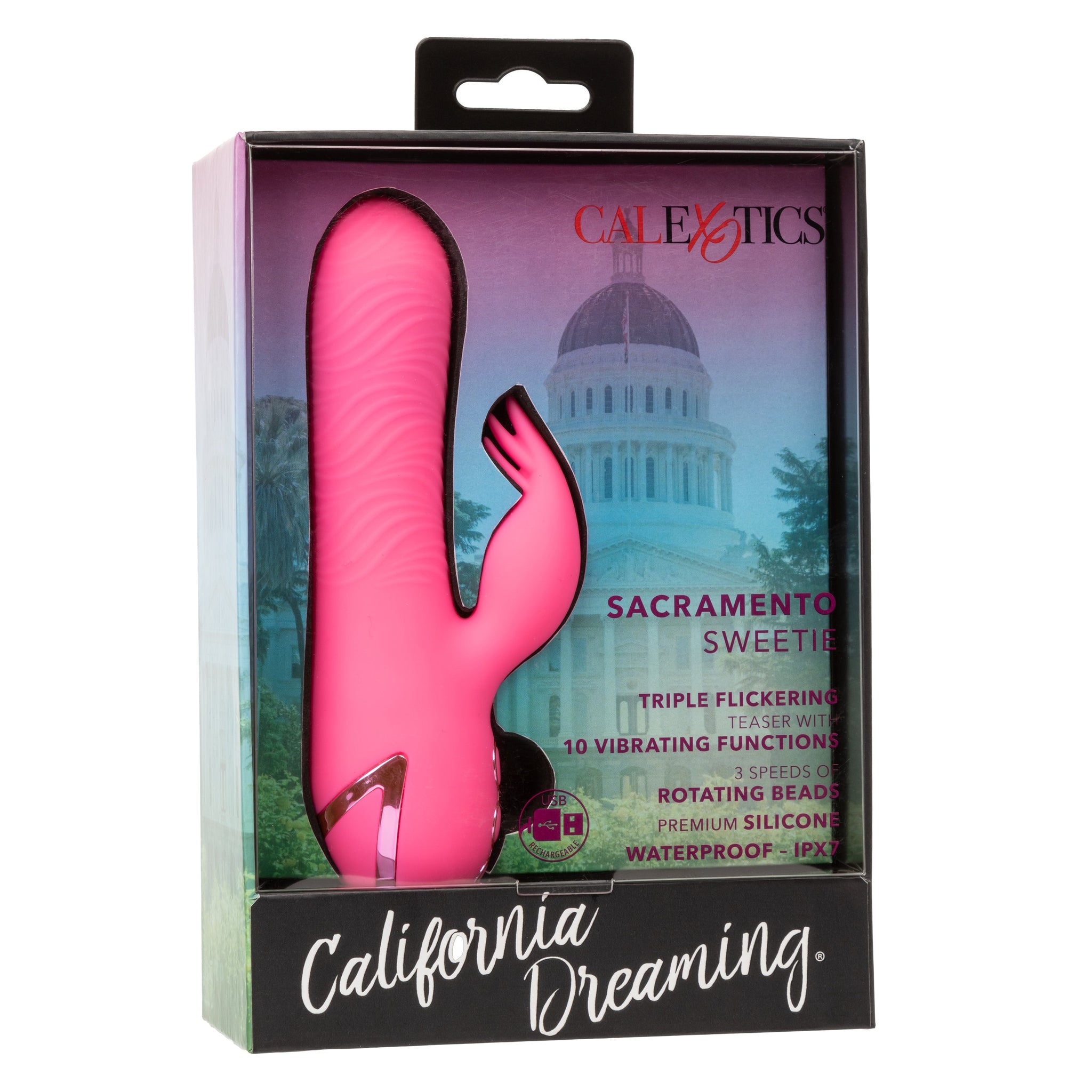 California Dreaming Sacramento Sweetie Pink Dual Stimulator with Rotating Beads and 10 Vibration Modes > Vibrators > Ladies > Rabbit - Tophatter Daily Deals