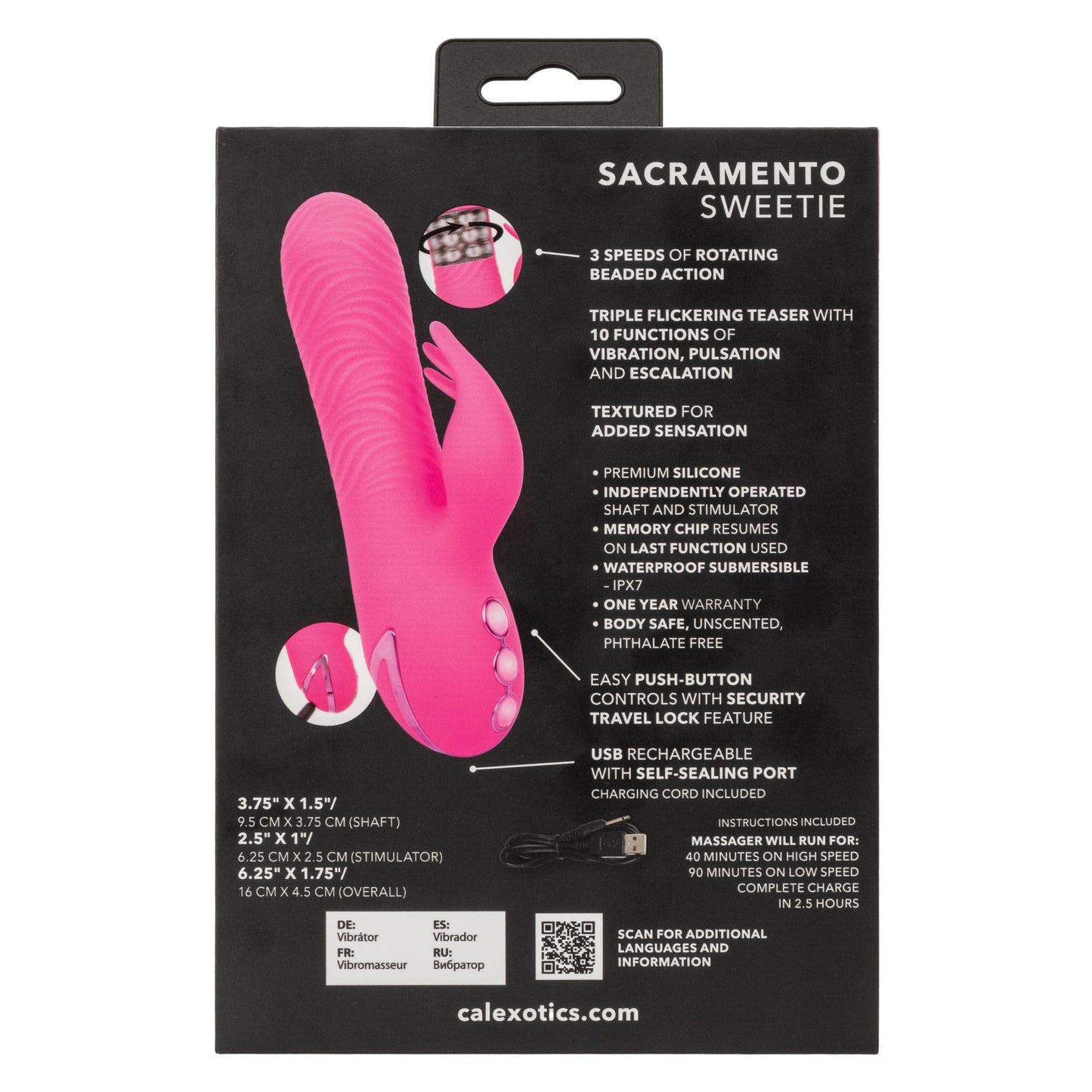 California Dreaming Sacramento Sweetie Pink Dual Stimulator with Rotating Beads and 10 Vibration Modes > Vibrators > Ladies > Rabbit - Tophatter Daily Deals
