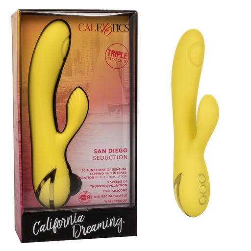 California Dreaming San Diego Seduction Yellow Silicone Dual-Action Massager with Triple Motors and 10 Functions > Vibrators > Ladies > Rabbit - Tophatter Daily Deals