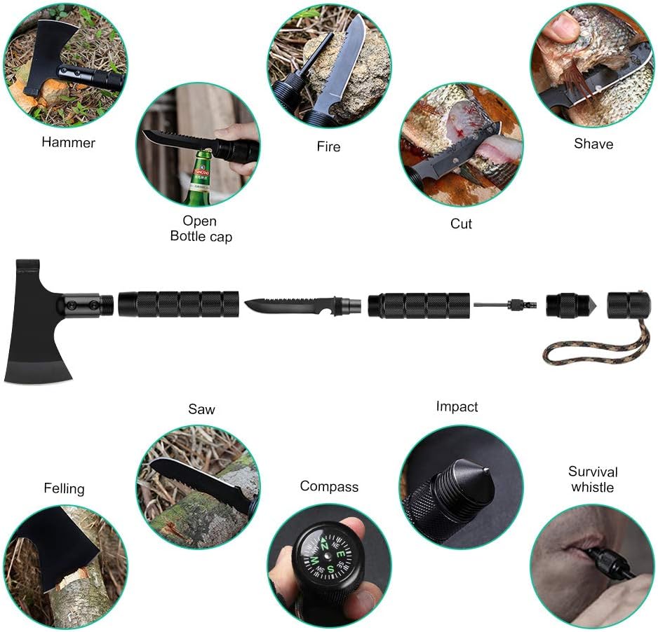 Camping Axe, Folding Survival Hatchet Axe Tactical Camp Axe for Outdoor Adventure - Tophatter Daily Deals