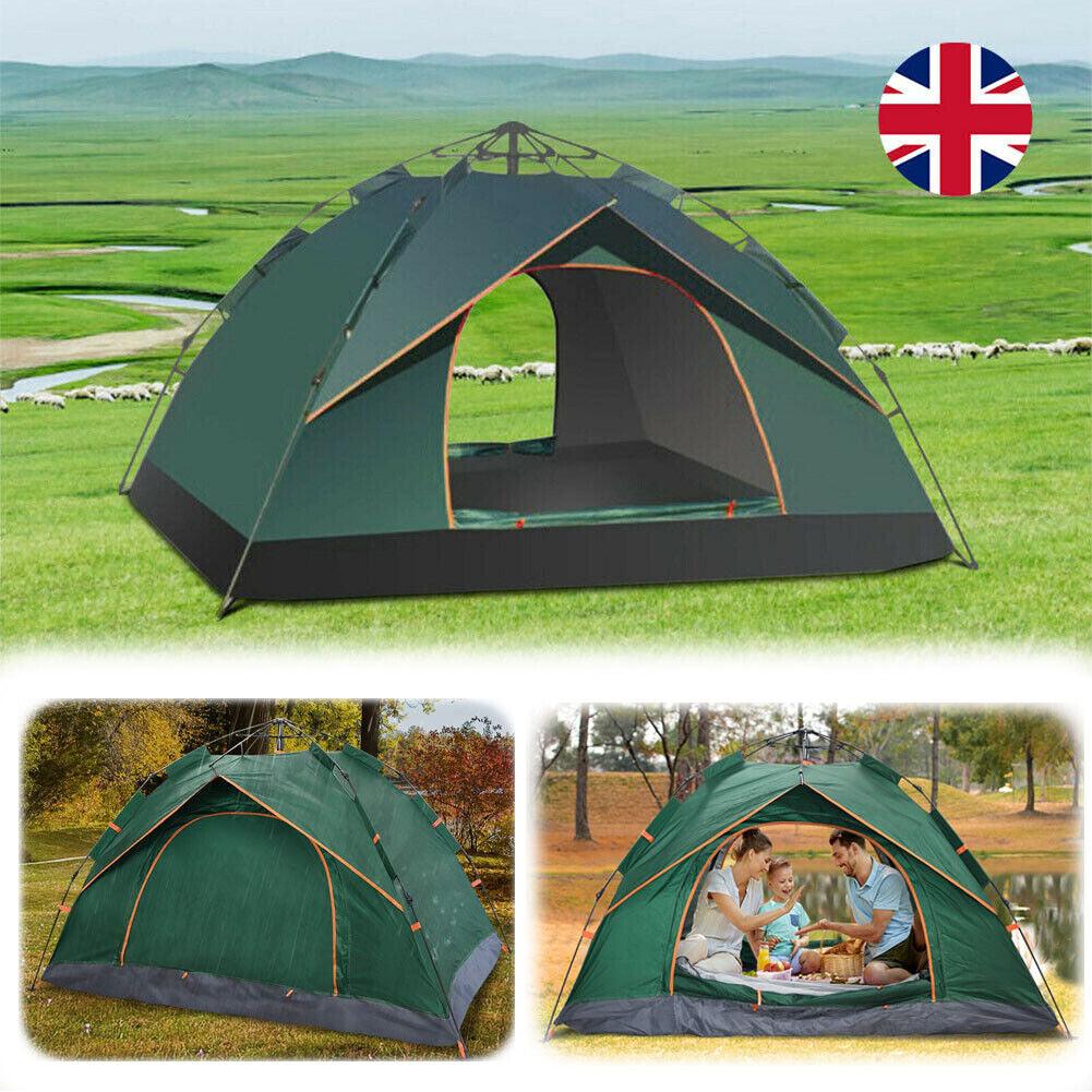 Automatic Pop-up Tent - 2-3 Man Instant Double Layer Pop up Camping Tent Waterproof Outdoor UK Outdoor Recreation - Tophatter Daily Deals