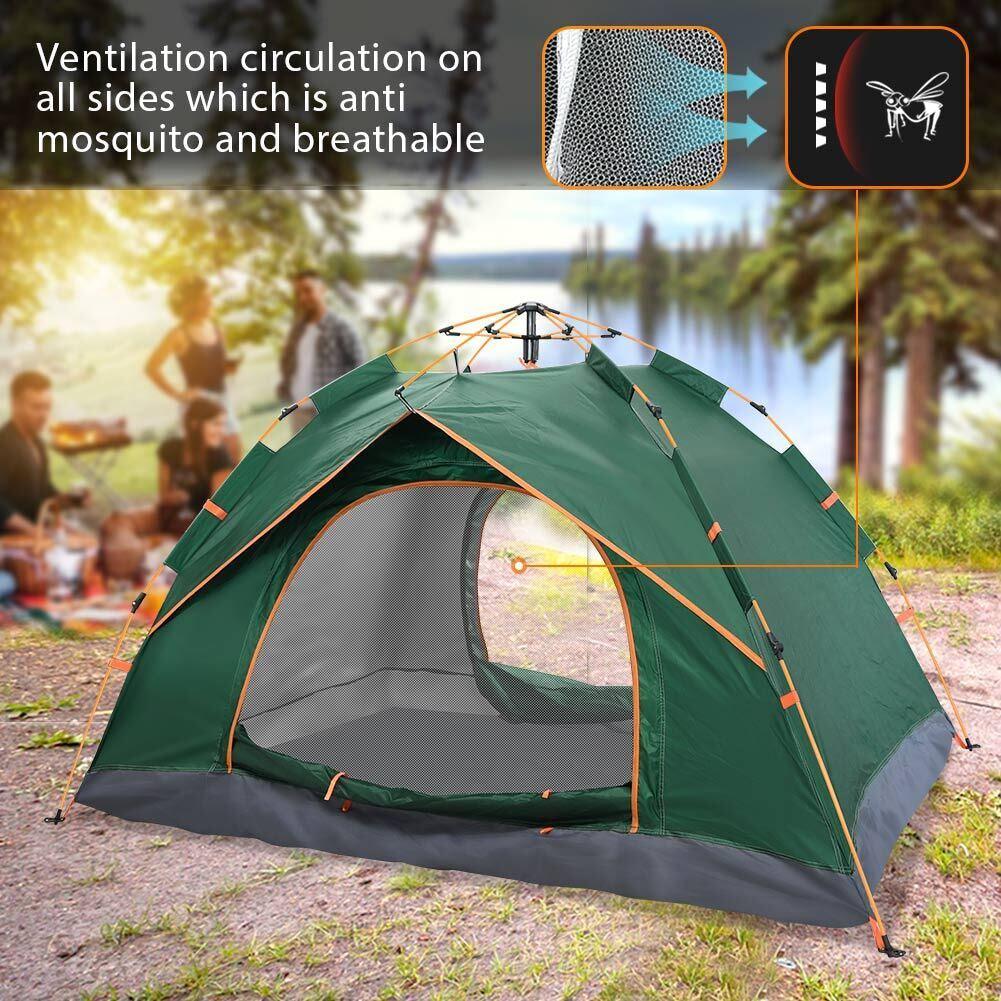Automatic Pop-up Tent - 2-3 Man Instant Double Layer Pop up Camping Tent Waterproof Outdoor UK Outdoor Recreation - Tophatter Daily Deals
