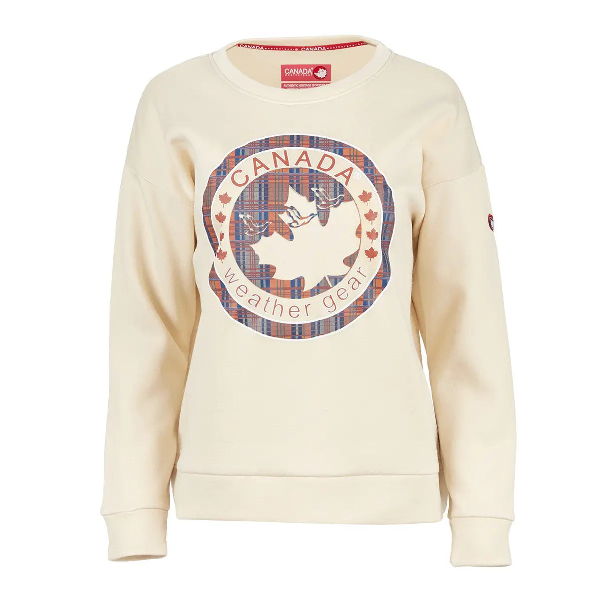 Canada Weather Gear Women's Logo Printed Crewneck Fleece Sweatshirt Ivory Crewneck - Tophatter Daily Deals