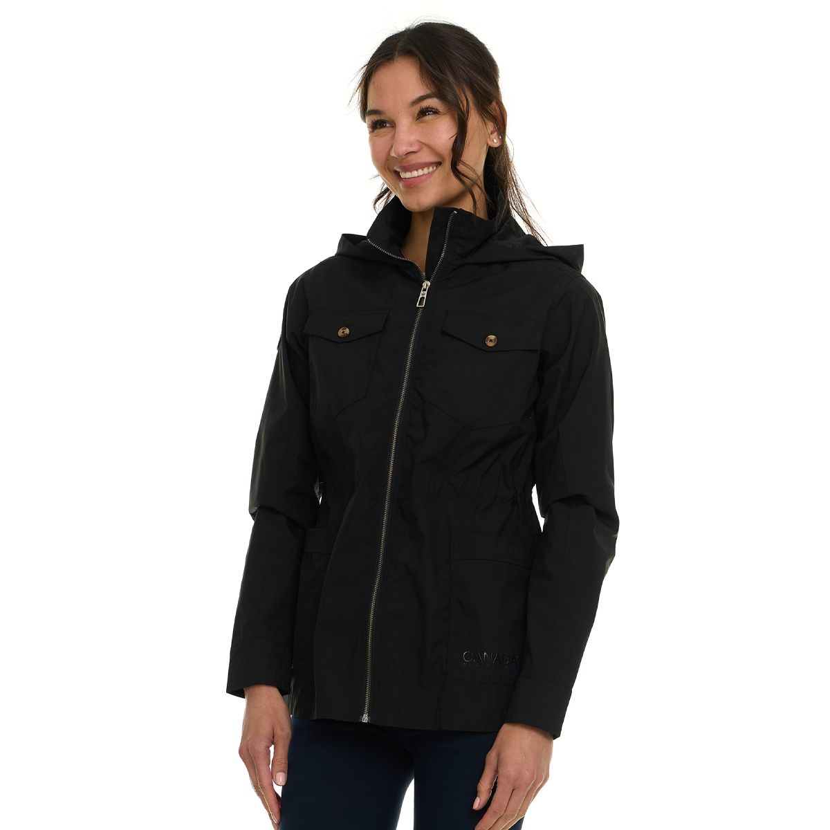 Canada Weather Gear Women's Safari Rain Jacket Black Wind & Rain Jackets - Tophatter Daily Deals