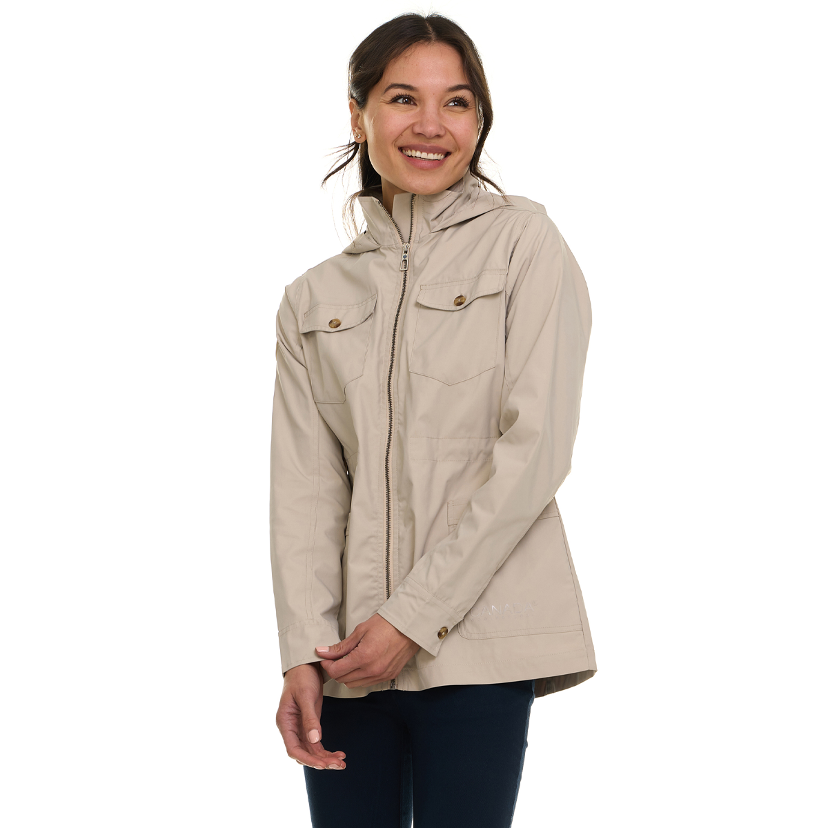 Canada Weather Gear Women's Safari Rain Jacket Pumice Stone Wind & Rain Jackets - Tophatter Daily Deals