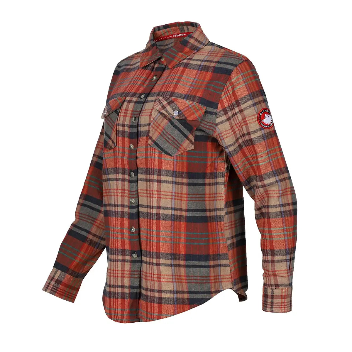 Canada Weather Gear Women's Vintage Plaid Double Pocket Shirt Long Sleeves - Tophatter Daily Deals