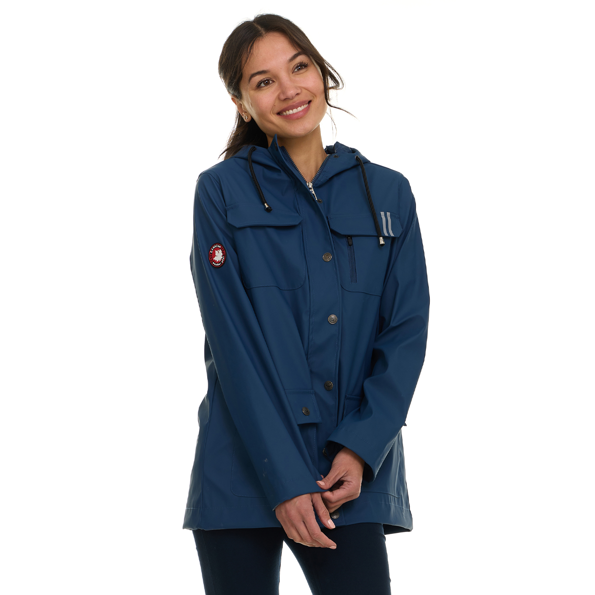Canada Weather Gear Women's Waterproof Hooded Rain Coat Blue Wind & Rain Jackets - Tophatter Daily Deals