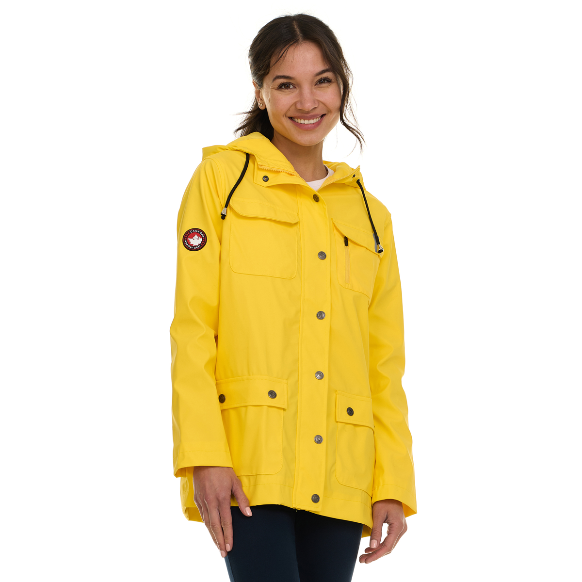 Canada Weather Gear Women's Waterproof Hooded Rain Coat Gold Wind & Rain Jackets - Tophatter Daily Deals