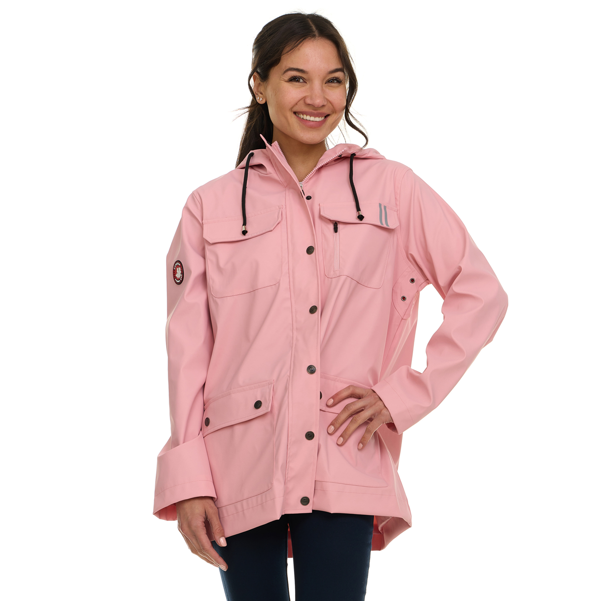 Canada Weather Gear Women's Waterproof Hooded Rain Coat Rose Wind & Rain Jackets - Tophatter Daily Deals