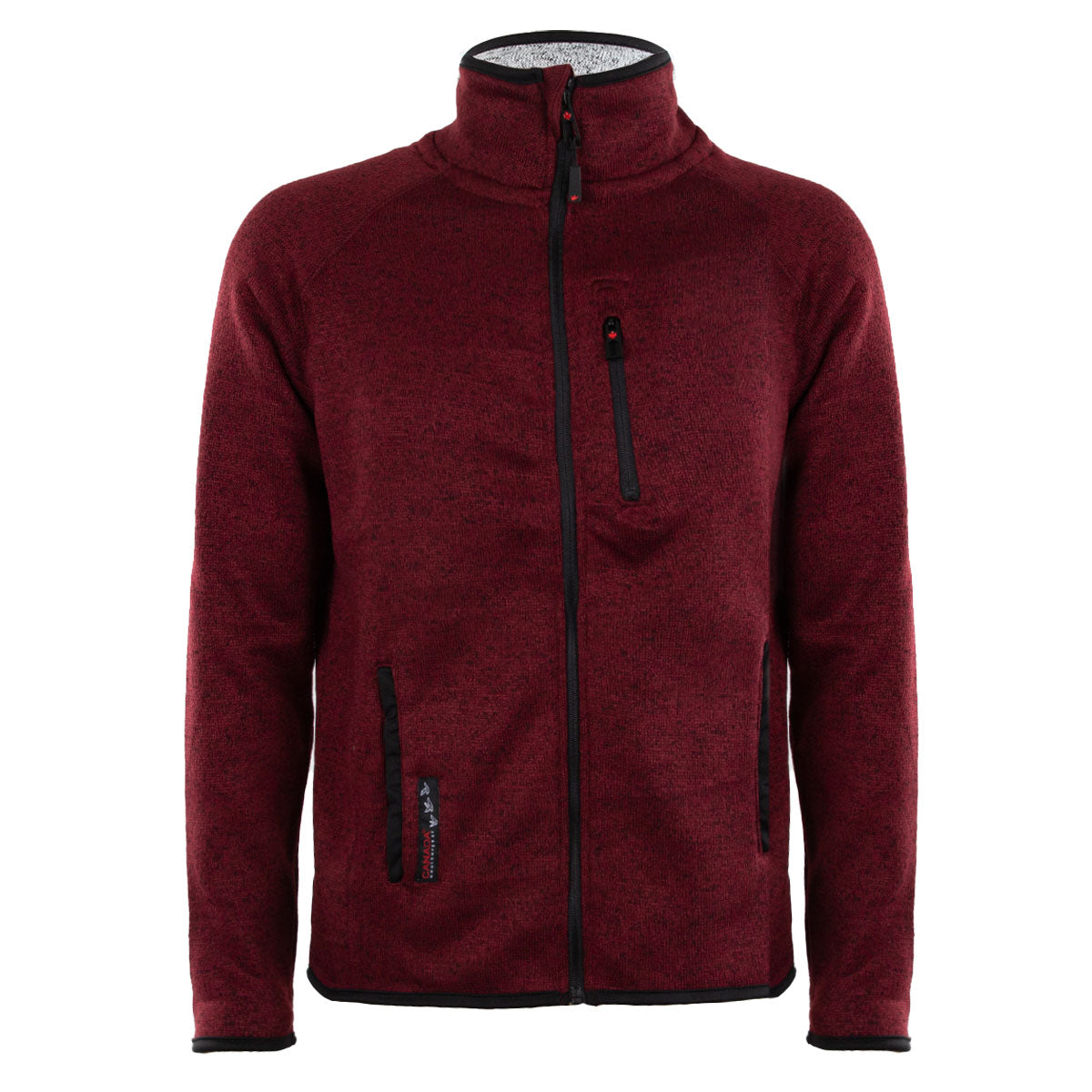 Canada Weather Gear Men's Full Zip Sweater Fleece Burgundy Sweatshirts - Tophatter Daily Deals